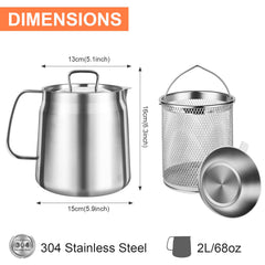 oil strainer pot pour spout and lid