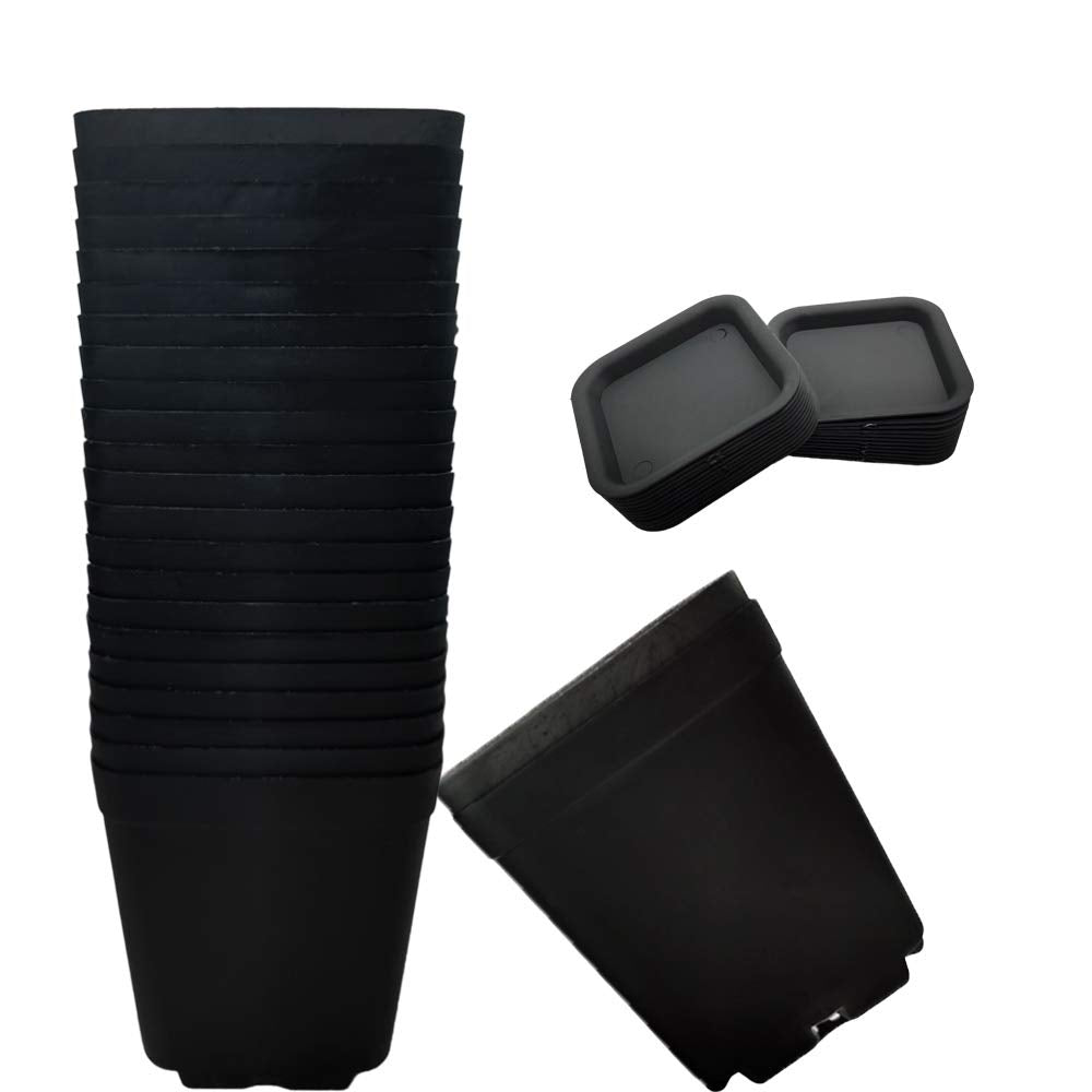 OJYUDD 24 pack 3 inch black nursery pot with saucer