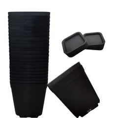OJYUDD 24 pack 3 inch black nursery pot with saucer