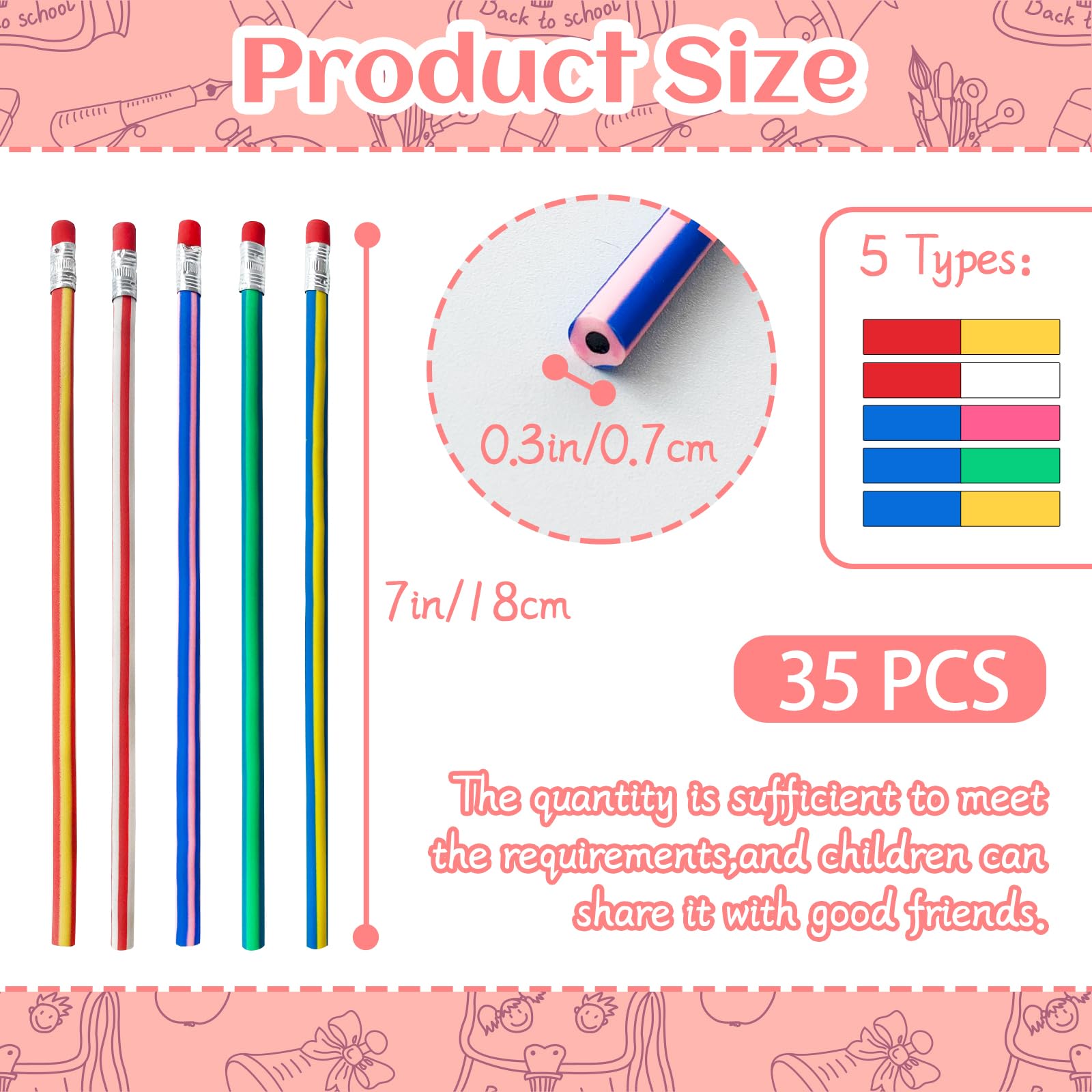 35 piece pencil set by OJYUDD in 7 inch length
