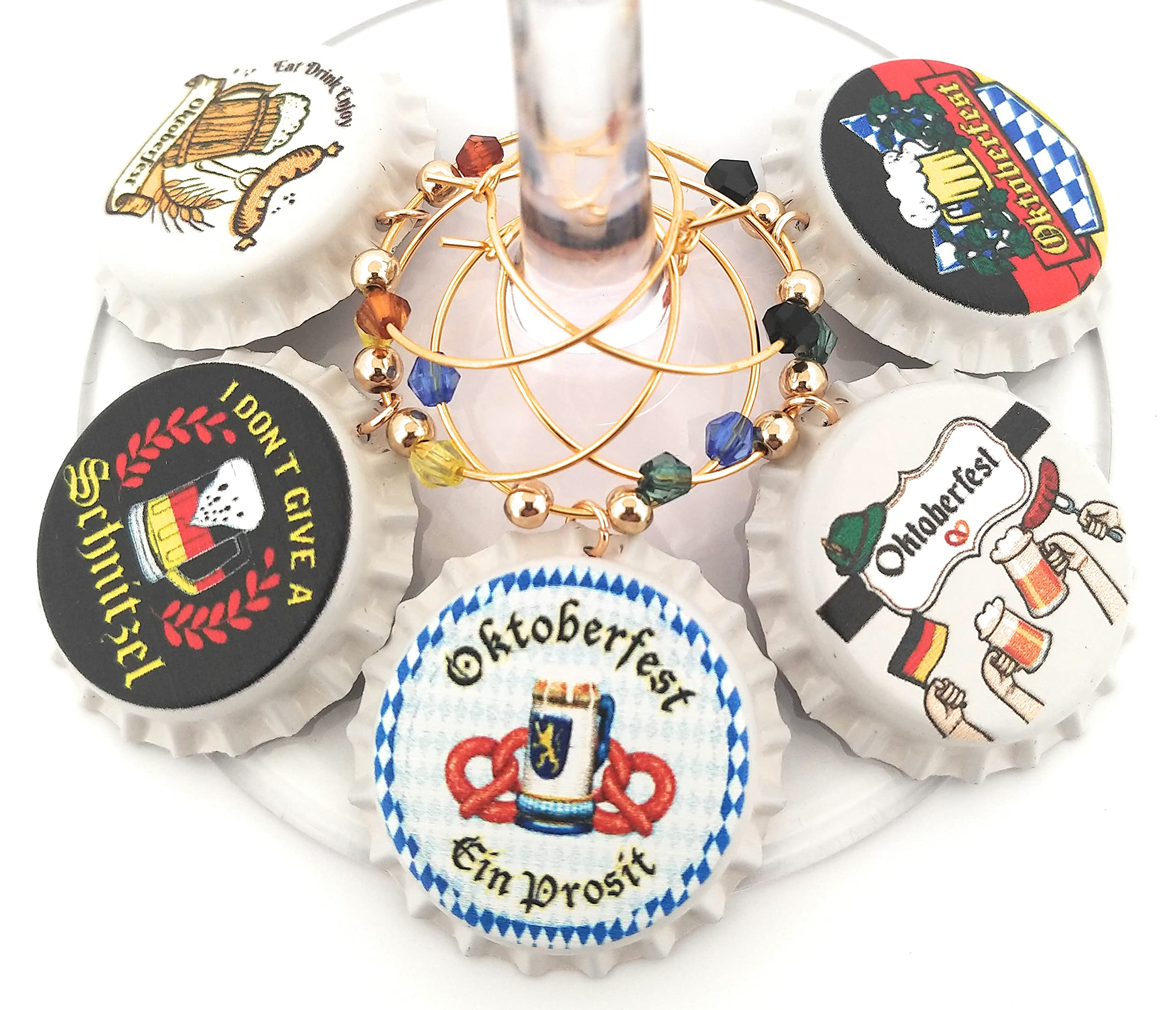 Beaded on 1 inch rings with Oktoberfest charms