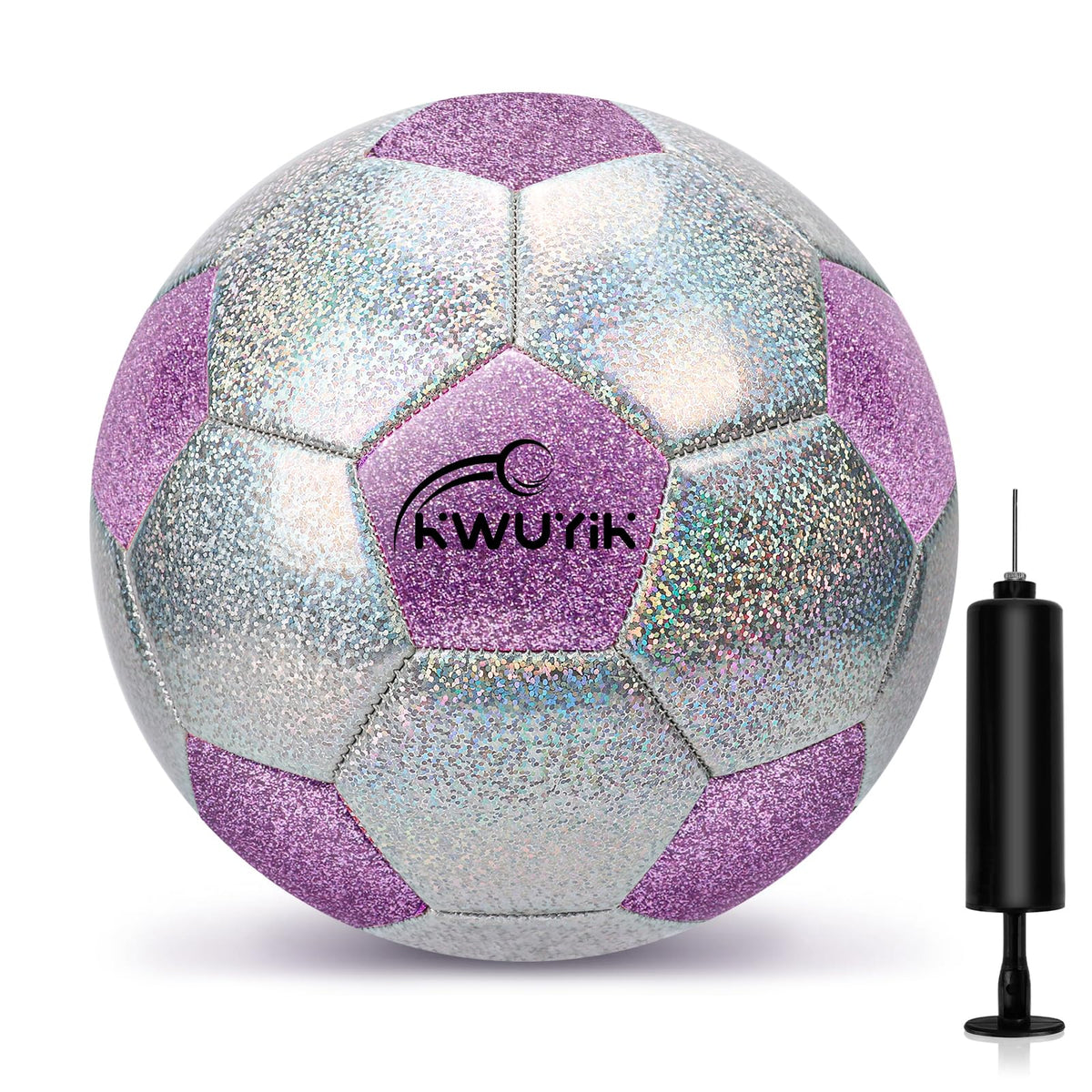 OKWUYiK soccer ball size 3 glitter pink silver spliced close up