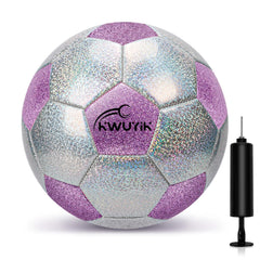 OKWUYiK soccer ball size 3 glitter pink silver spliced close up