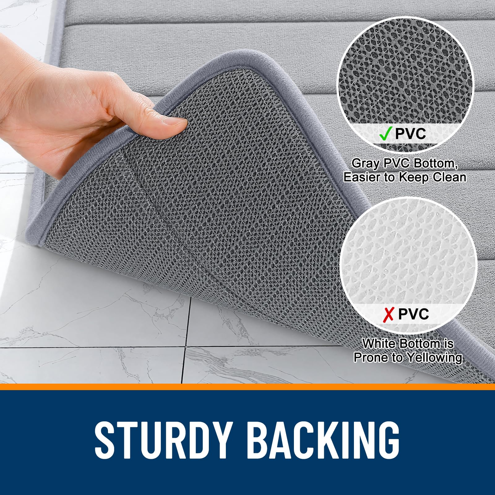 Machine washable grey memory foam bath mat