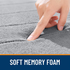 Non-slip grey bath mat with diamond-tread PVC base