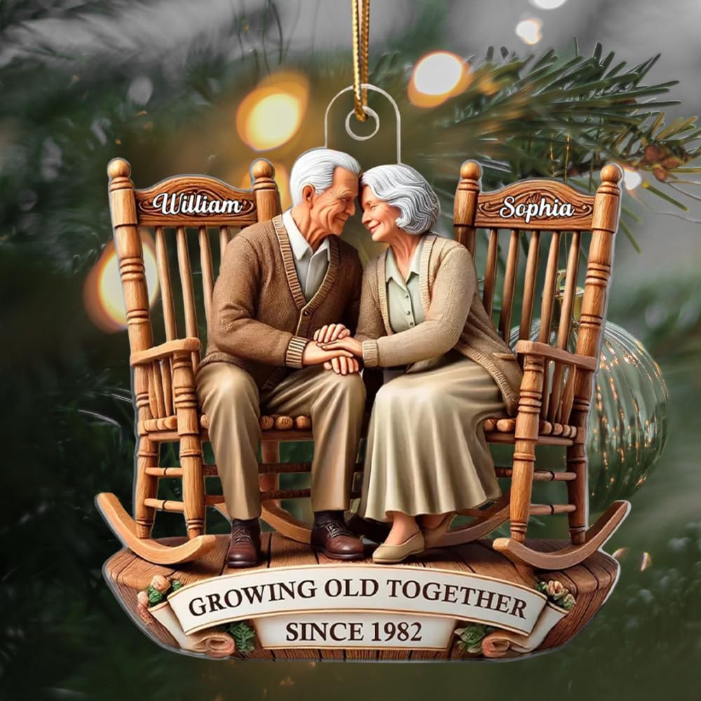 Front view of old couple rocking chairs ornament