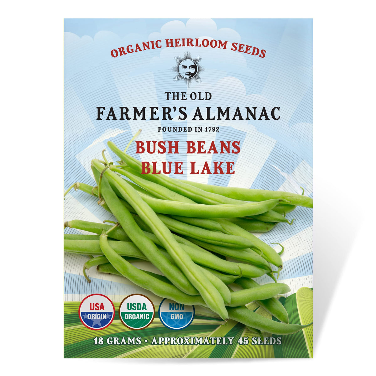 The Old Farmer's Almanac Blue Lake bush bean seeds packet