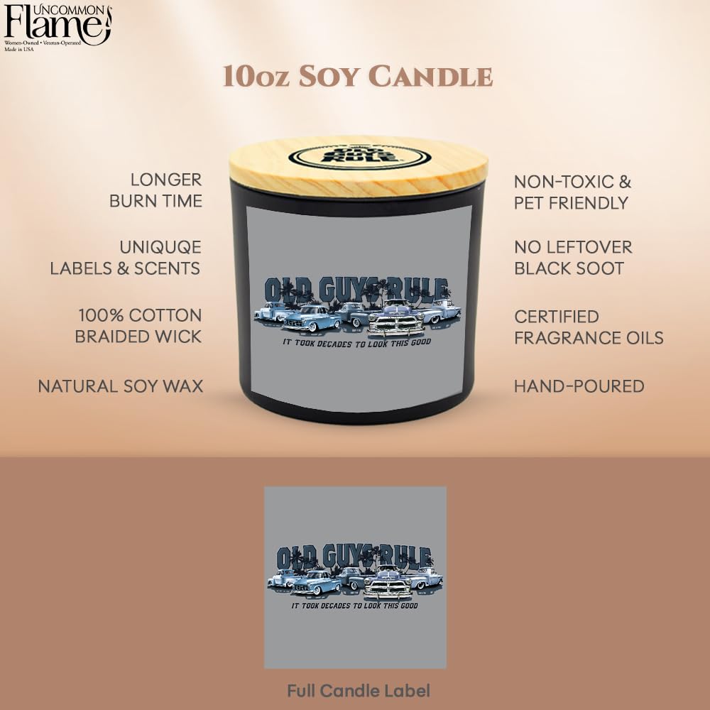 Non-toxic soy wax candle by Old Guys Rule