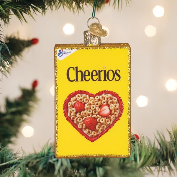 Holiday display of Cheerios cereal box ornament