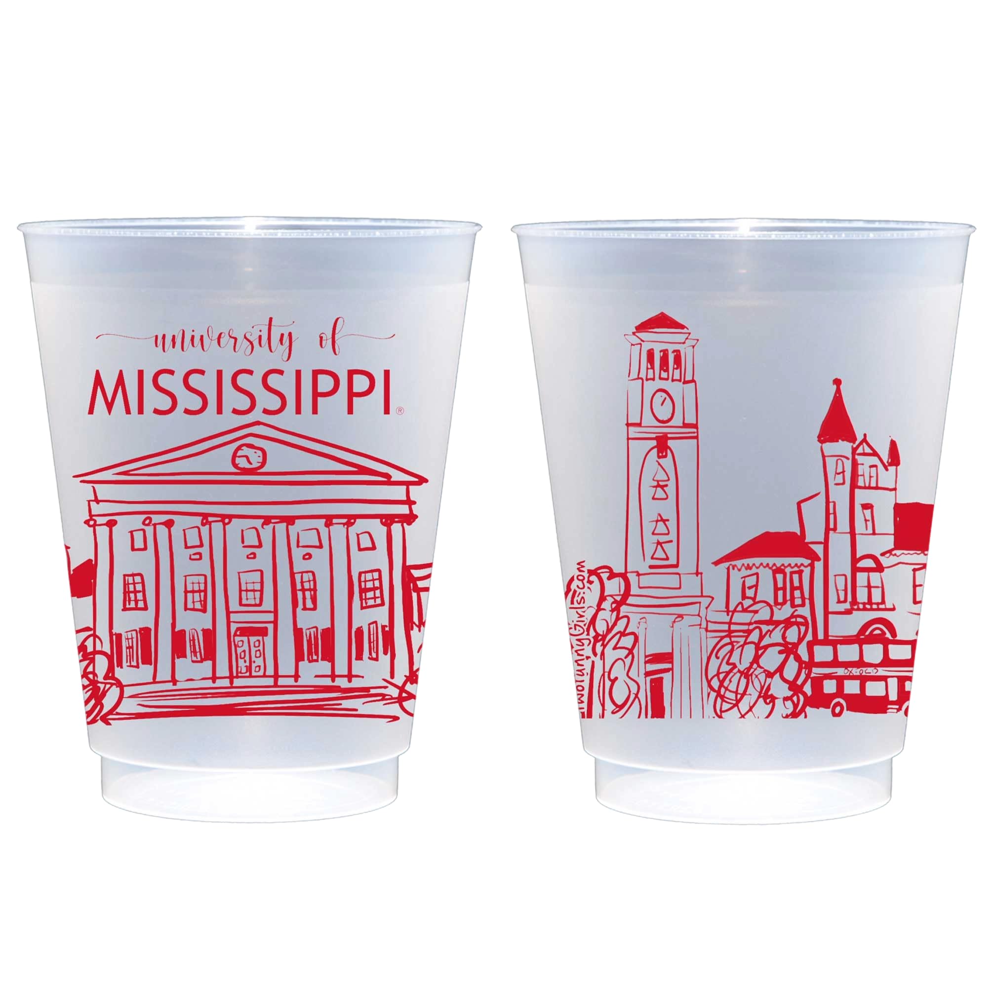 Ole Miss Rebels Skyline frosted plastic cup 16oz 10 pack
