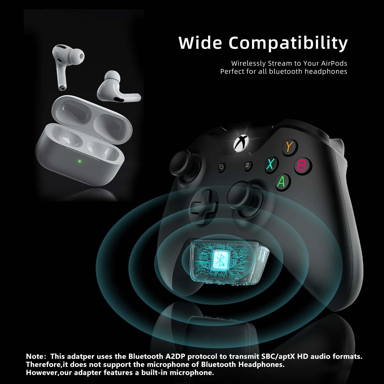 OLED display showing pairing information on Xbox adapter