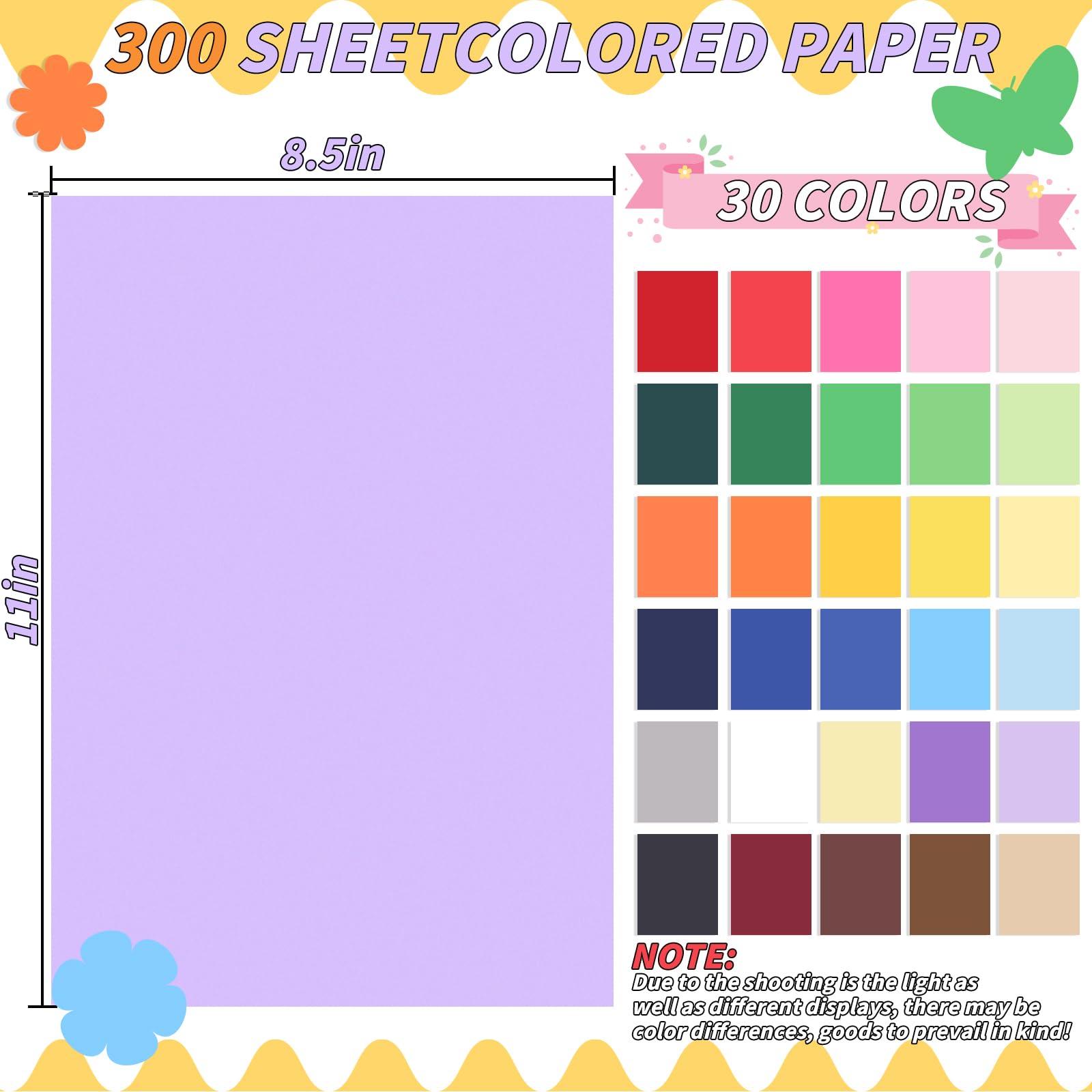Oleitodh 8.5x11 cardstock 30 colors bulk pack