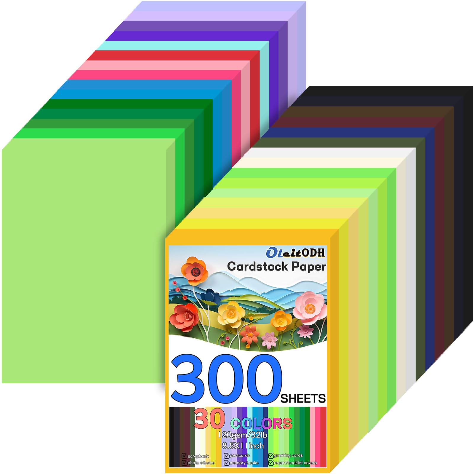 Oleitodh 300 sheets cardstock 8.5x11 assorted colors