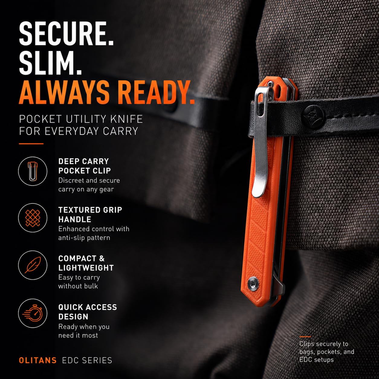 G10 handle textured grip on OLITANS folding scalpel