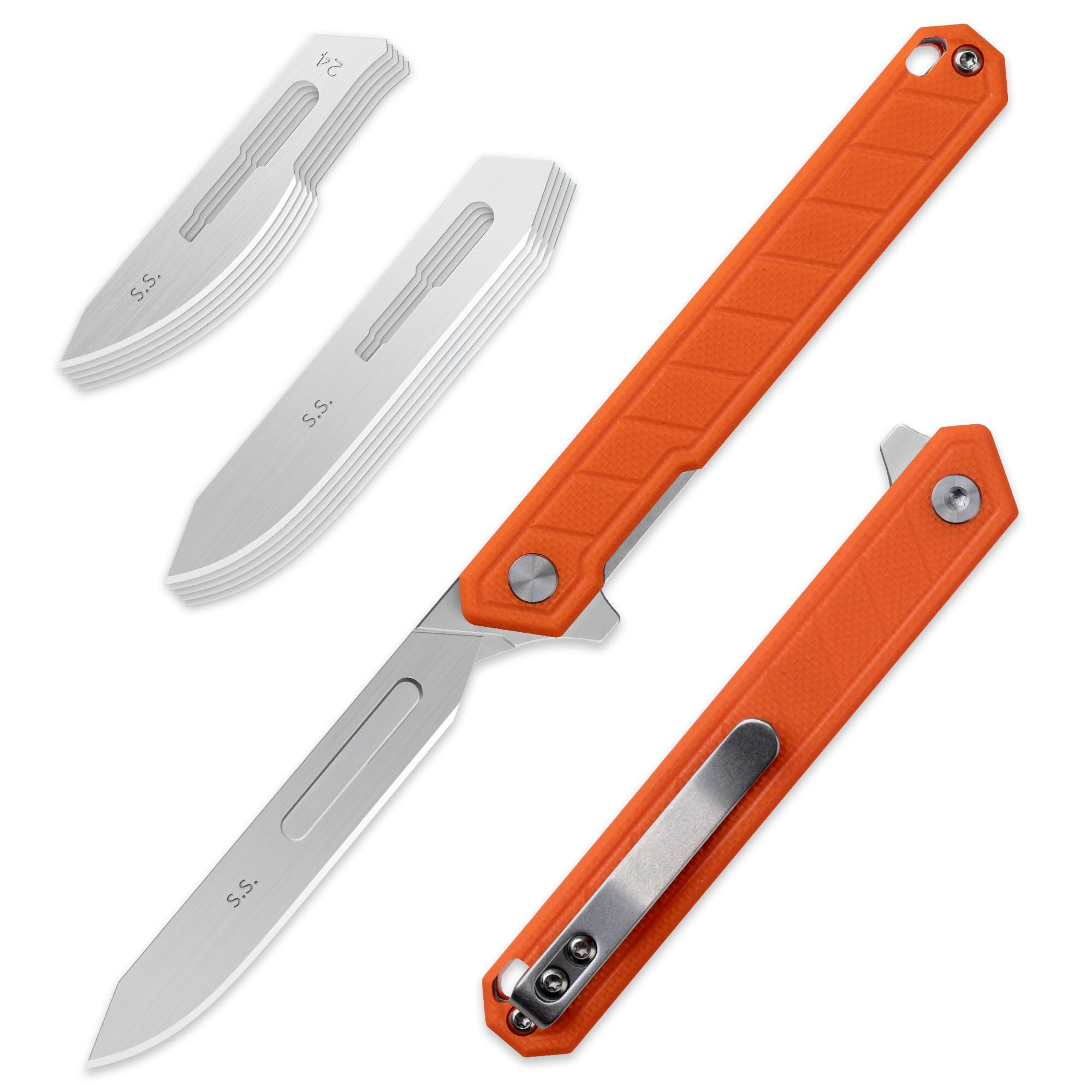 OLITANS G046 Mecha Mini folding scalpel with orange G10 handle