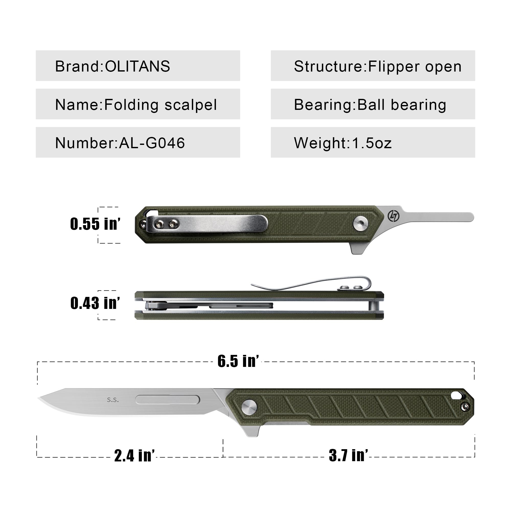 Mecha mini slim folding scalpel blades 5x60 included