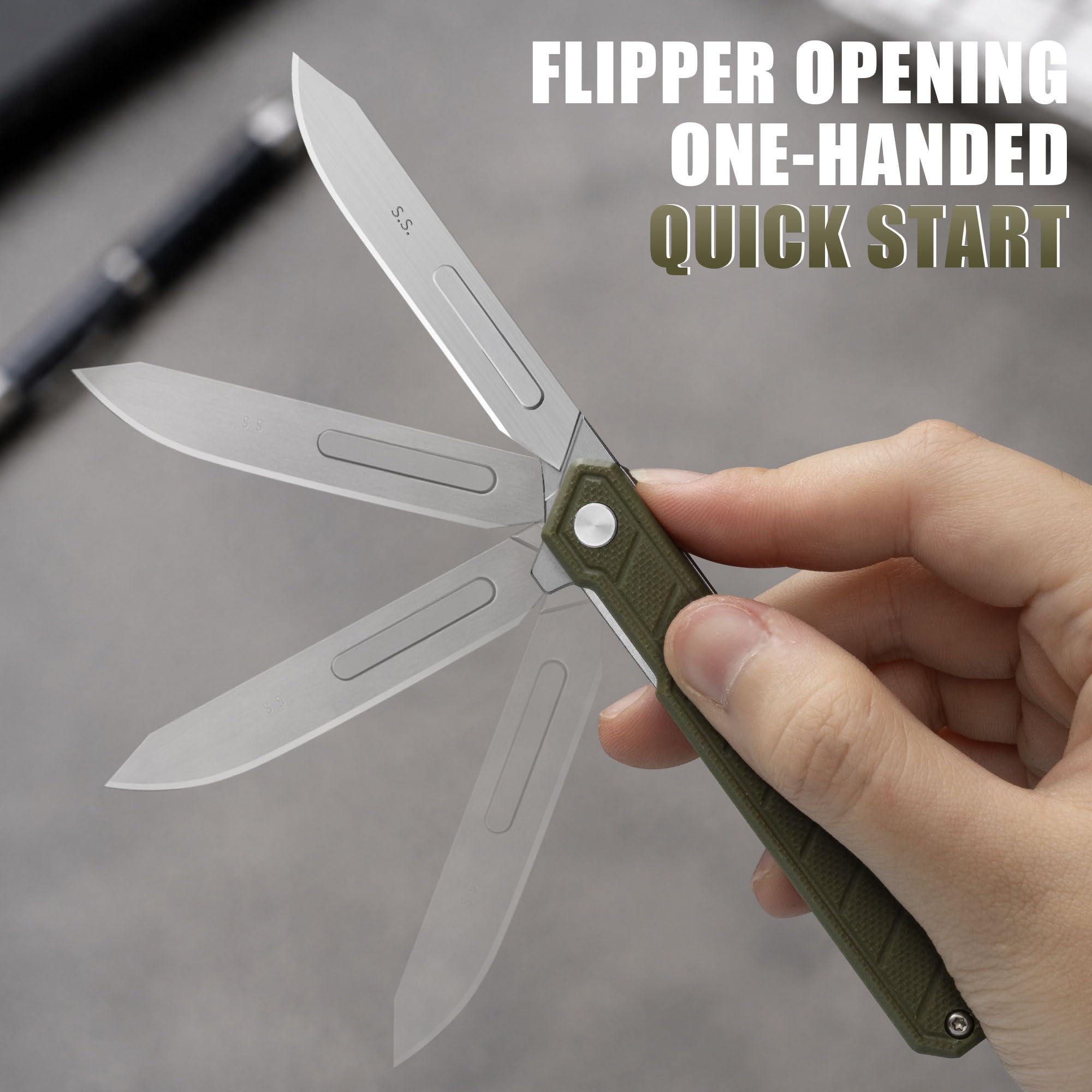 Green color OLITANS folding scalpel compact size