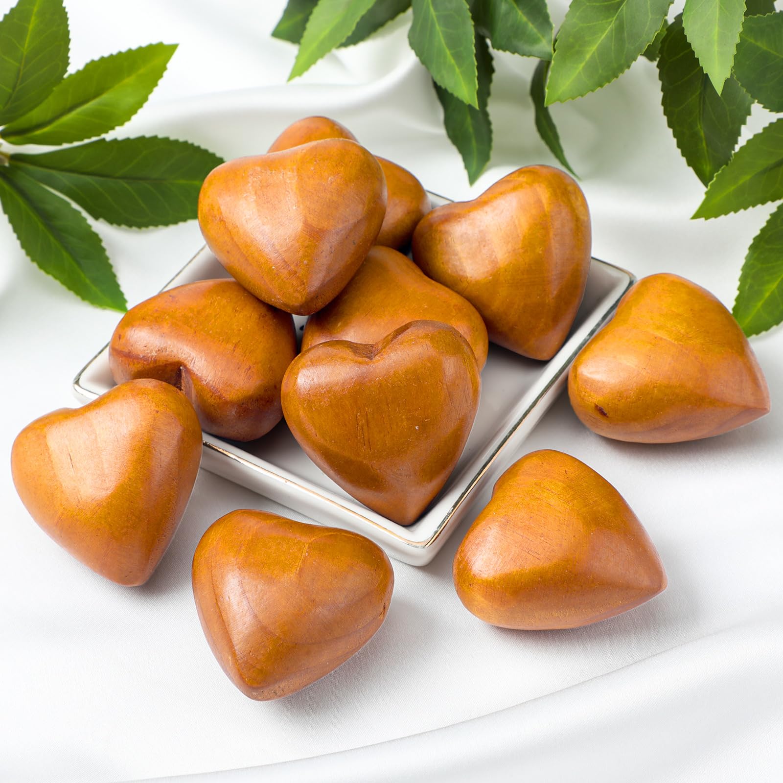 Handmade wooden hearts pack of 10 for party decor