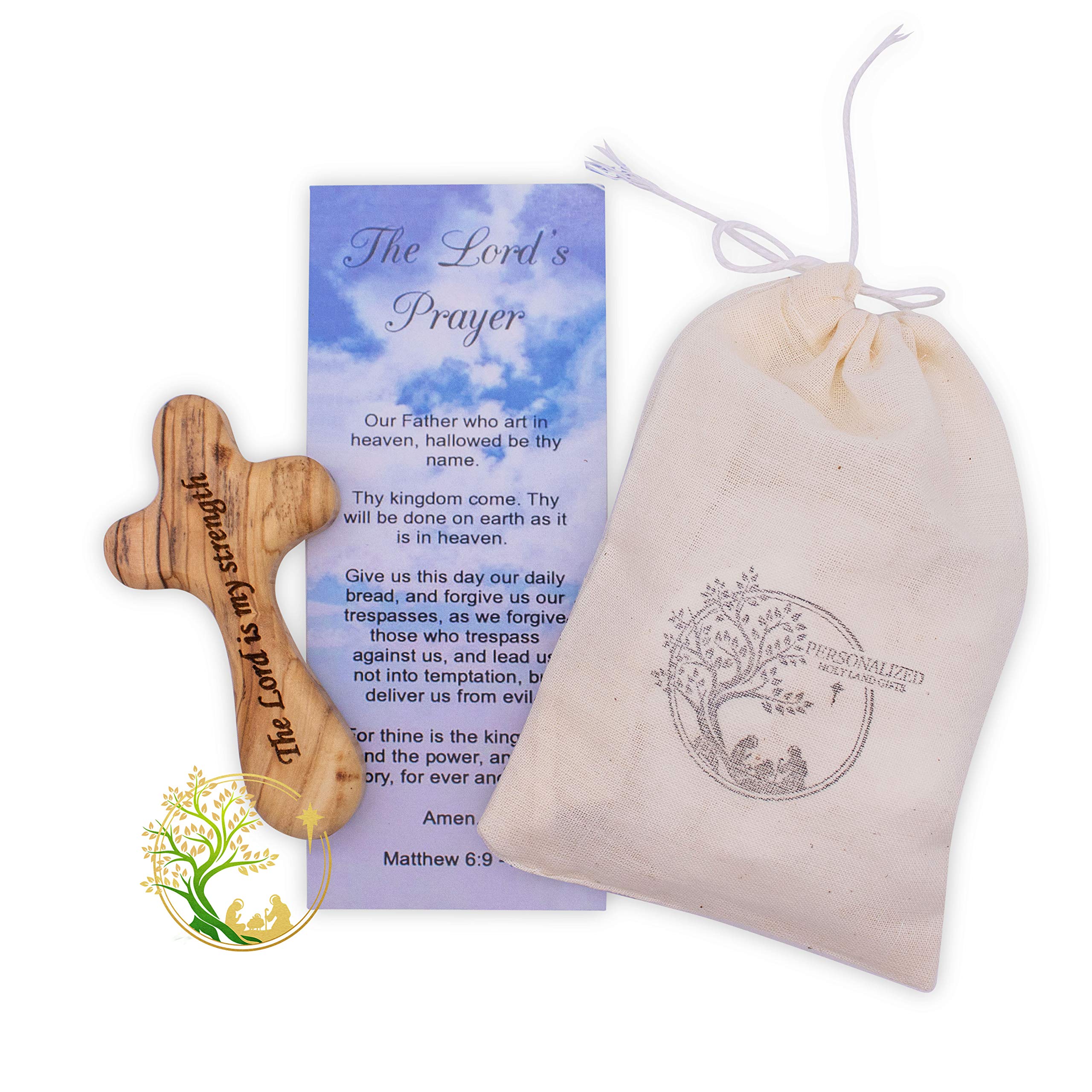 Olive wood cross engraved with The Lords is my Strength