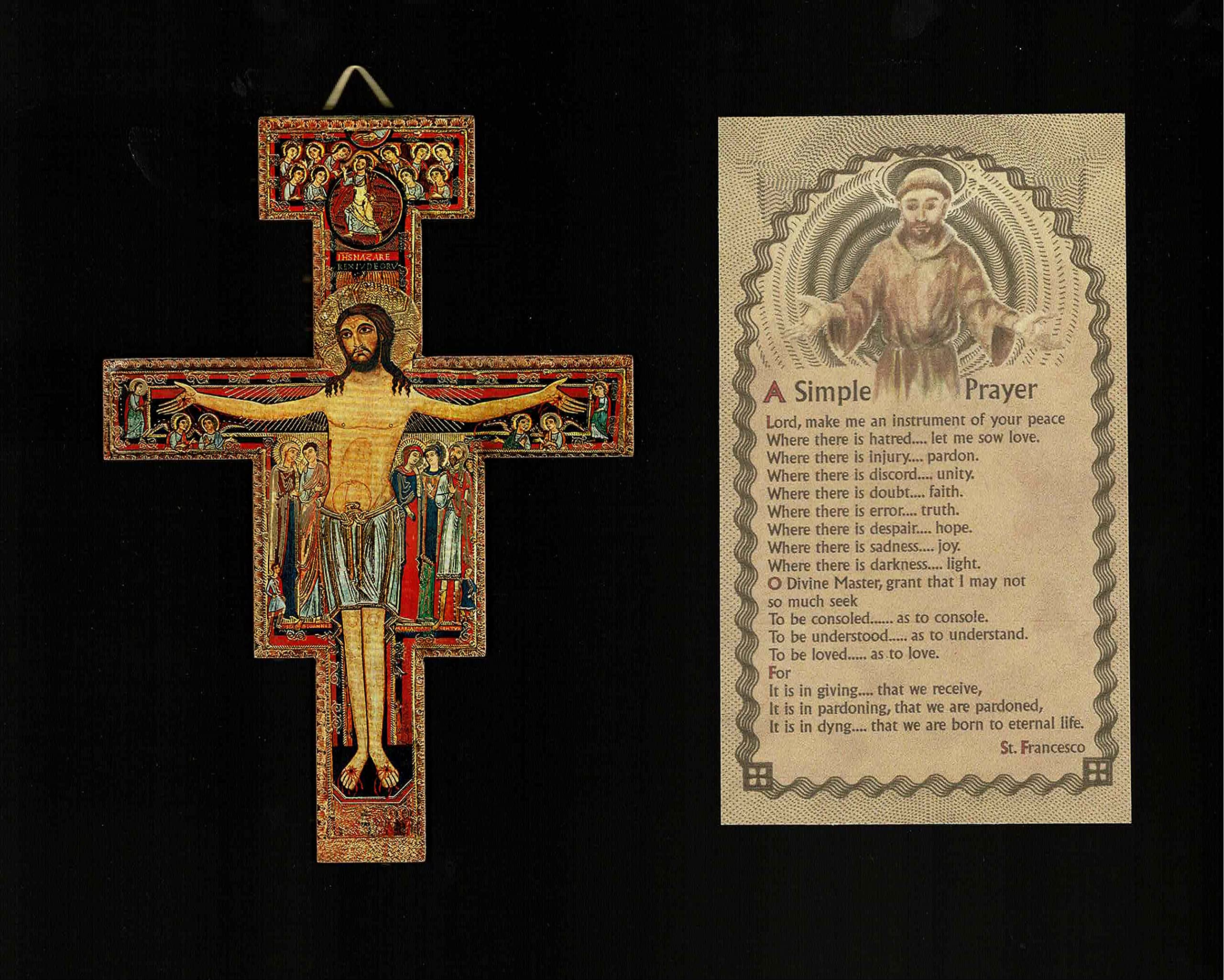 Olive wood cross handcrafted in Assisi Italy