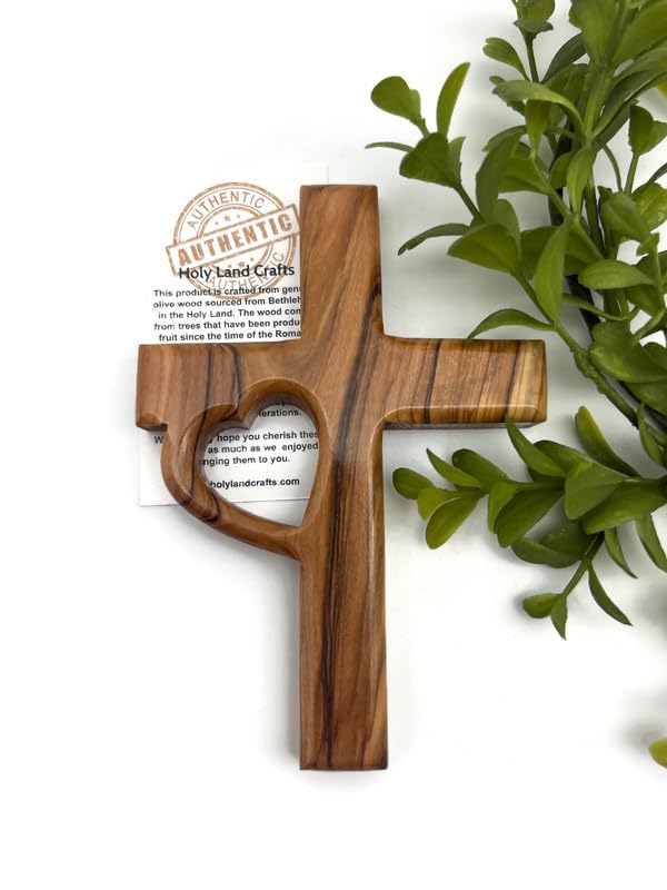 Olive wood cross for baptism handcrafted in Bethlehem
