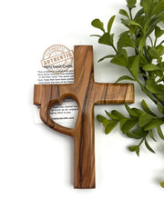 Olive wood cross for baptism handcrafted in Bethlehem
