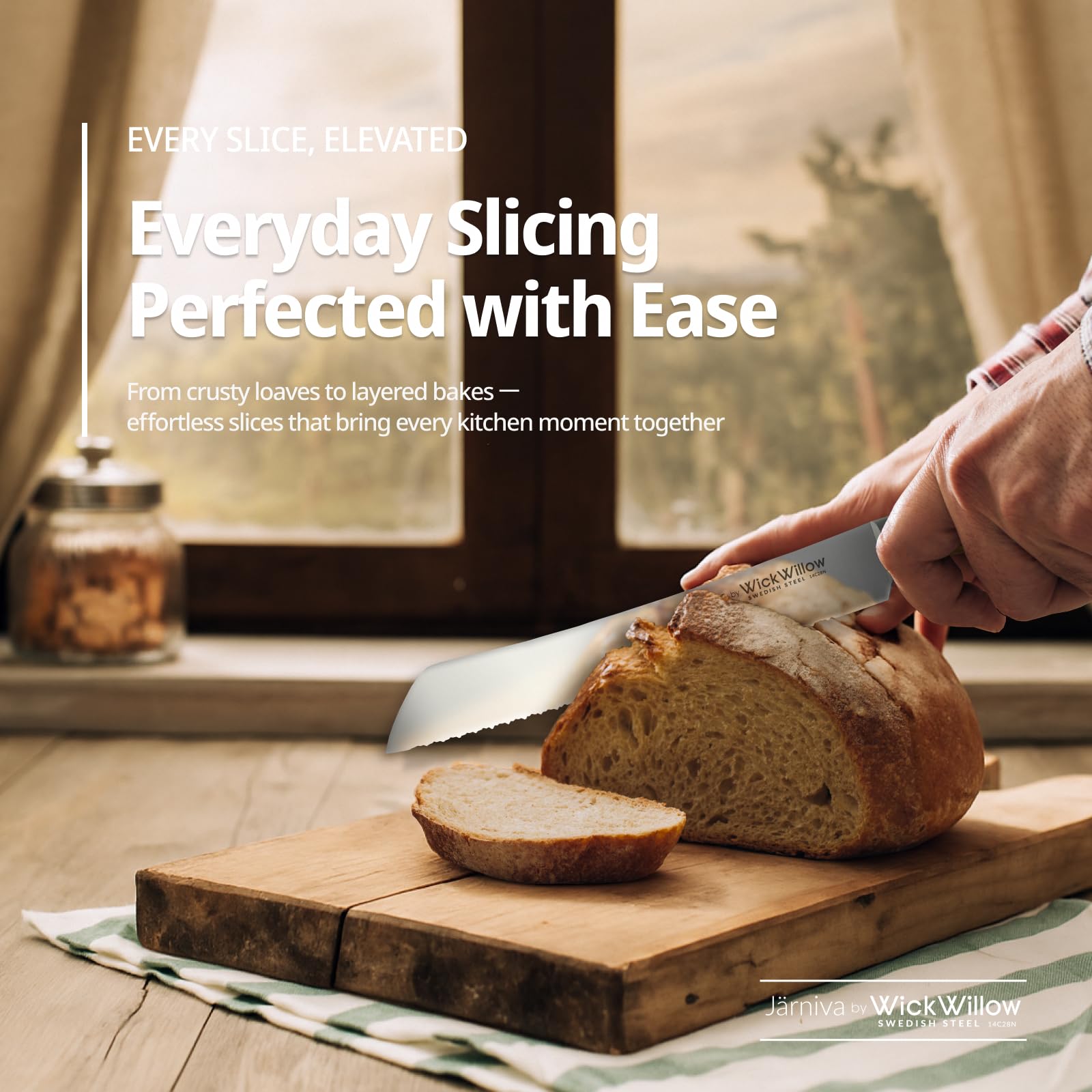 8 Inch length bread knife for precise cuts