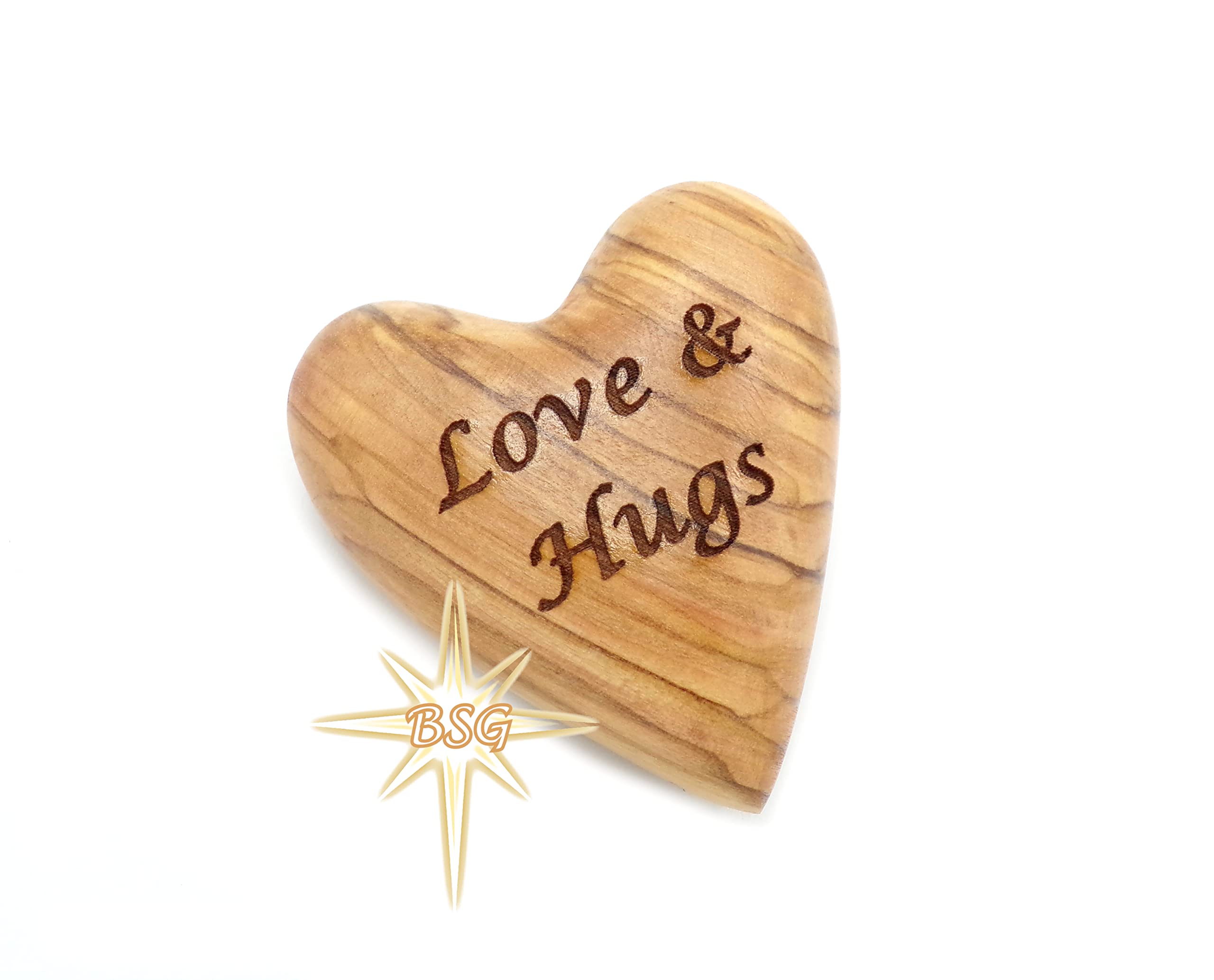 Handmade olive wood heart with smooth finish