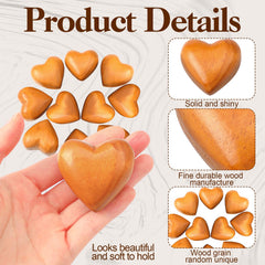 Olive wood carved hearts pine material handmade pack of 10