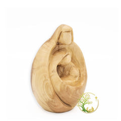 Bethlehem olive wood Holy Family statue compact 3x2x1.6 inches
