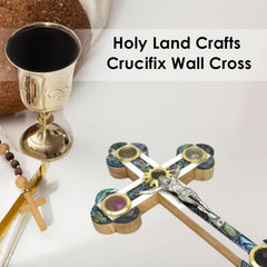 Olive wood cross with mother of pearl from Israel