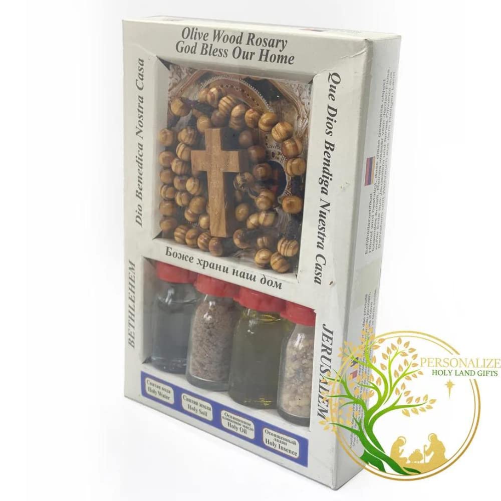 Olive Wood Rosary included with Relics box