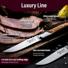 Olive wood handle steak knives gift box packaging