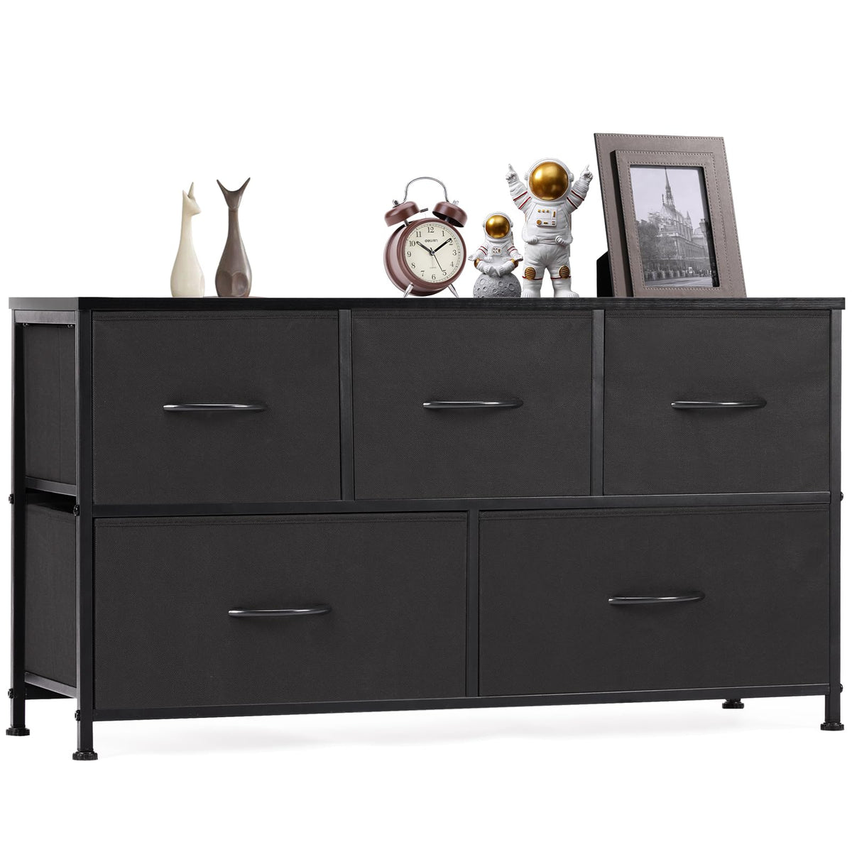 OLIXIS black dresser bedroom image showing five drawers