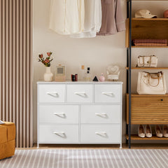 OLIXIS dresser 7 drawers fabric storage in classic white