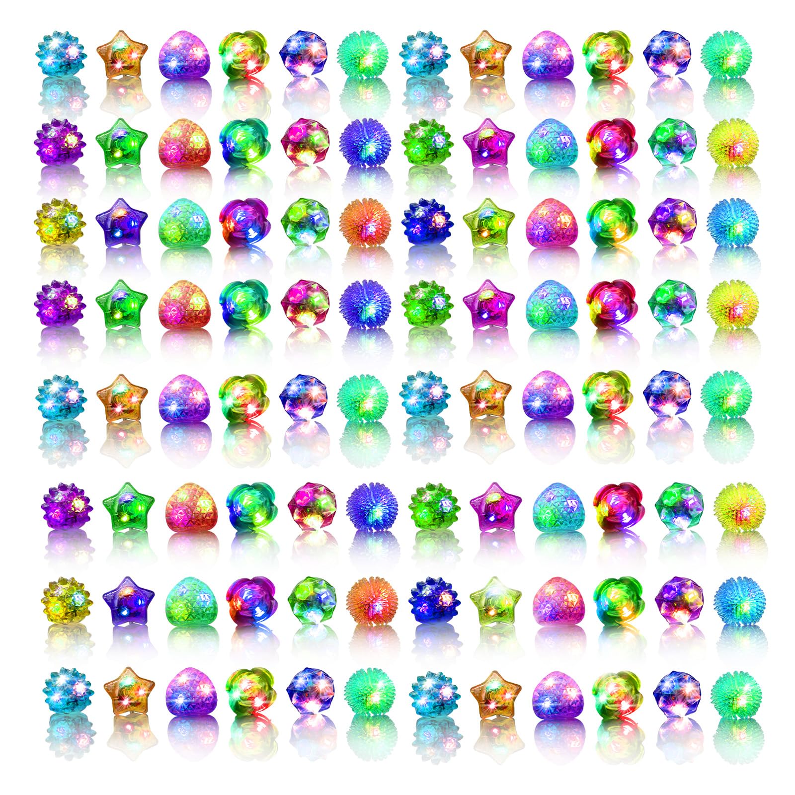 OLUPP light up rings 48 pcs six shapes