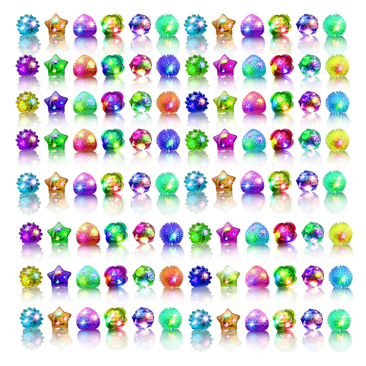 OLUPP light up rings 48 pcs six shapes