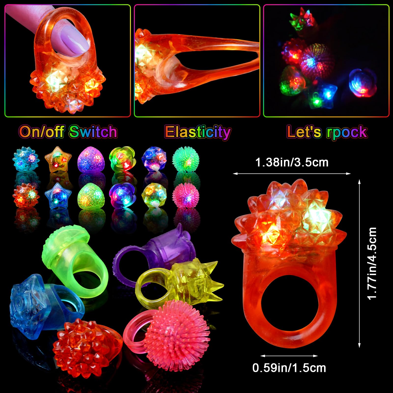 Bright color flashing rings for goody bags