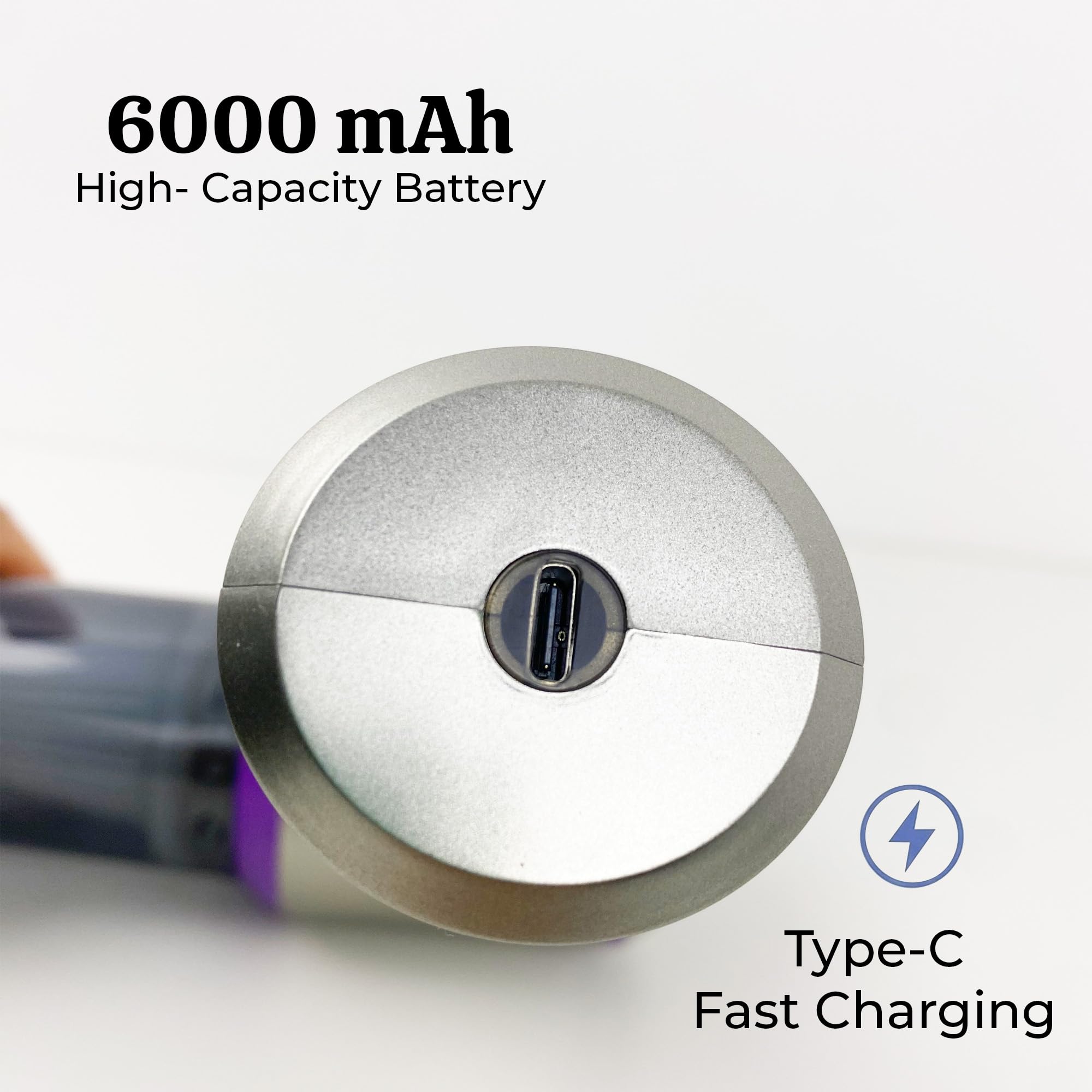 Type-C charging and 6000 mAh battery for portable use