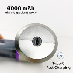 Type-C charging and 6000 mAh battery for portable use