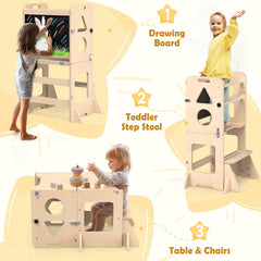 learning tower with built in blackboard for creativity