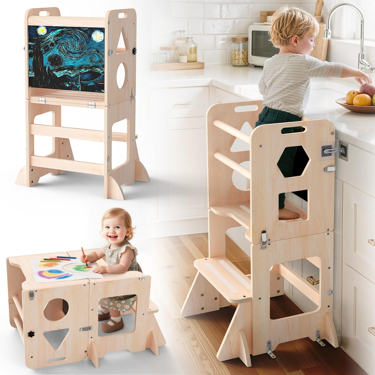 OMEW toddler standing tower anti-tip nature color
