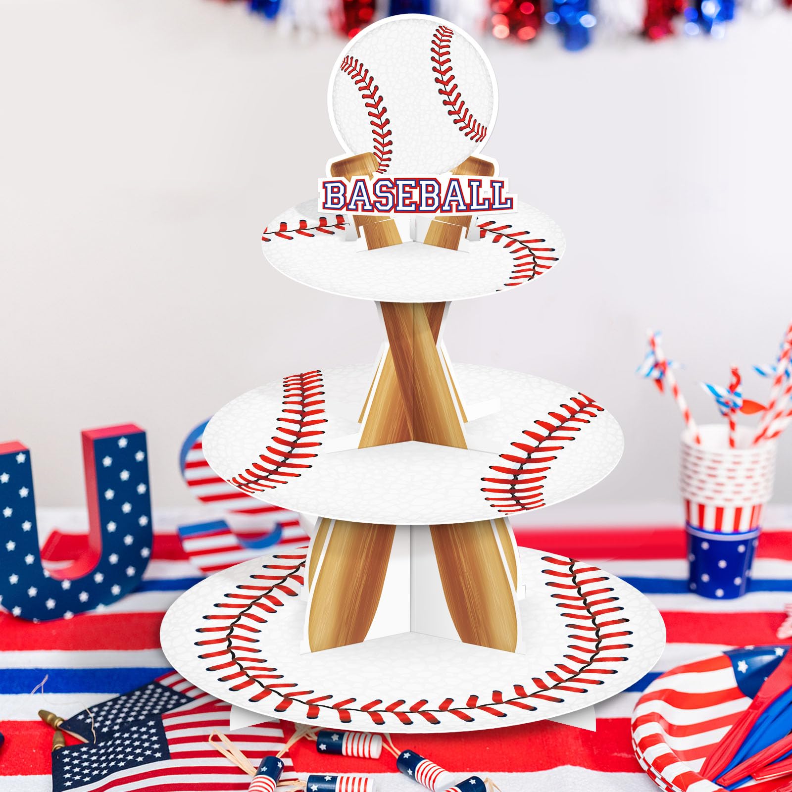 Baseball cupcake stand height 15.2 inches