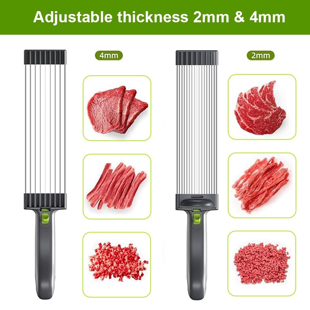 Multi purpose meat slicer for jerky and frozen meat prep