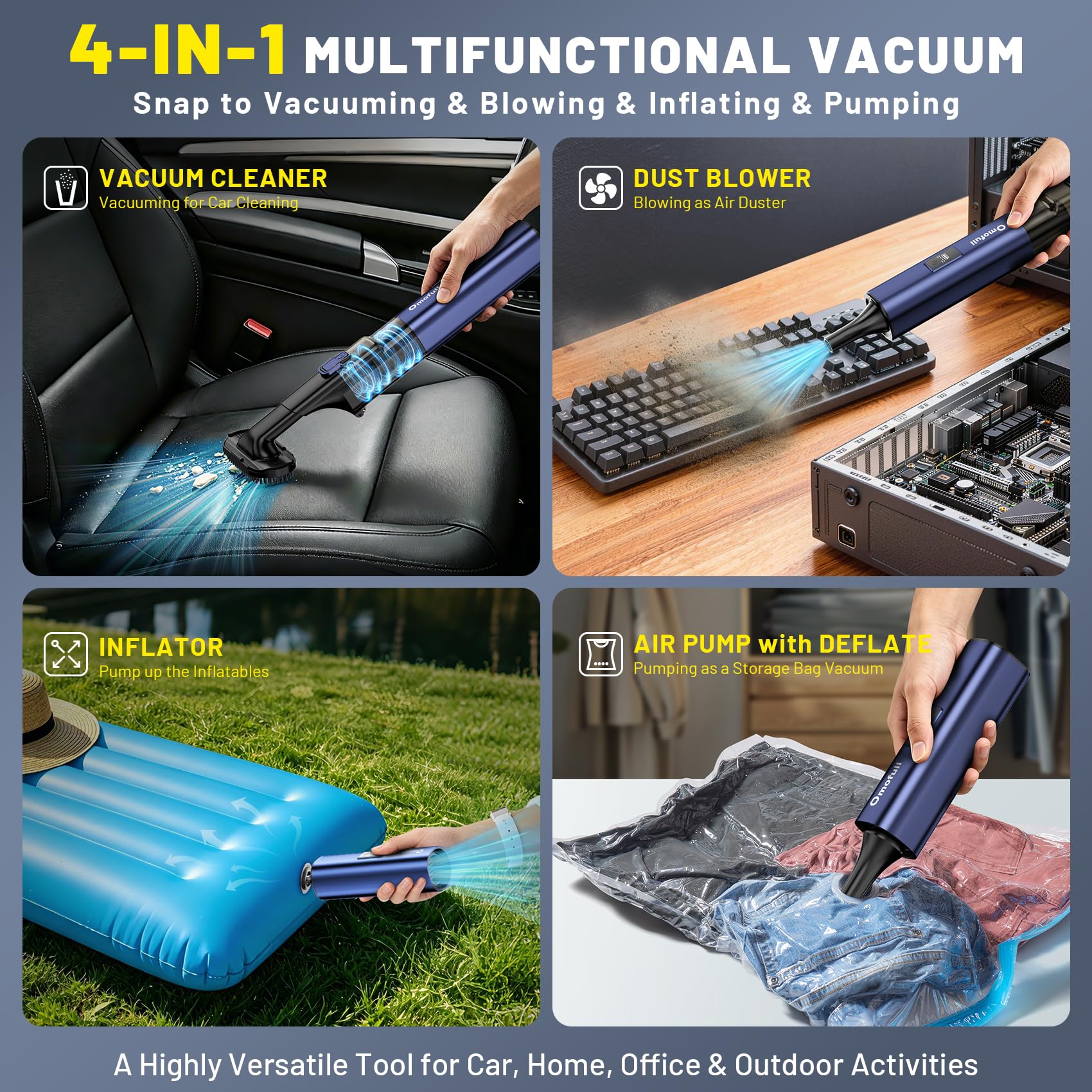 4-in-1 cordless vacuum for car home office use