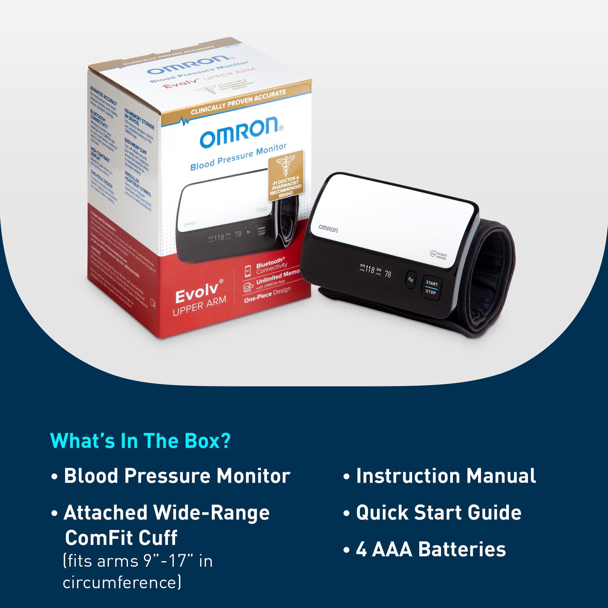 Monitors and stores up to 100 readings on the device
