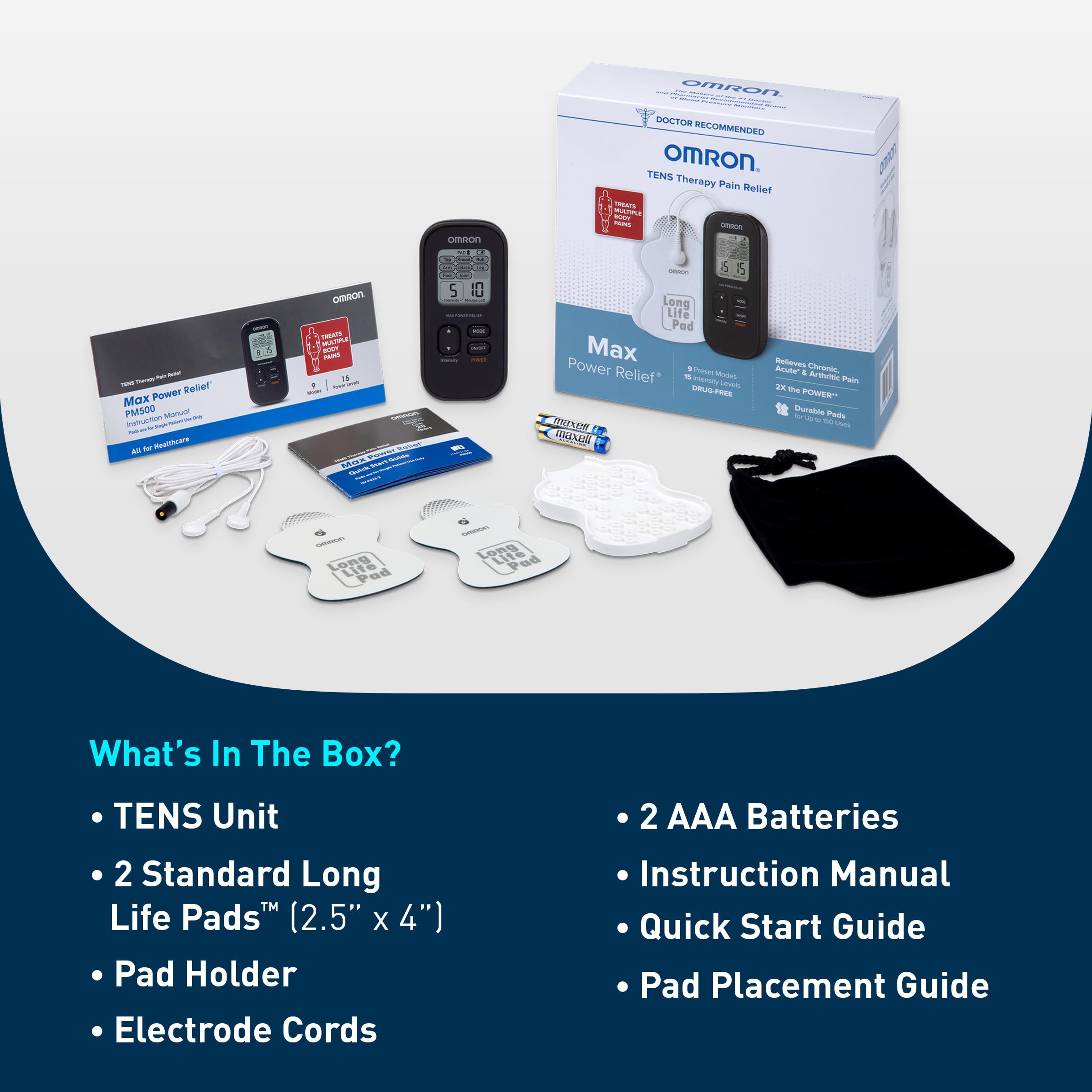 Omron Max Power Relief TENS Unit long life pads