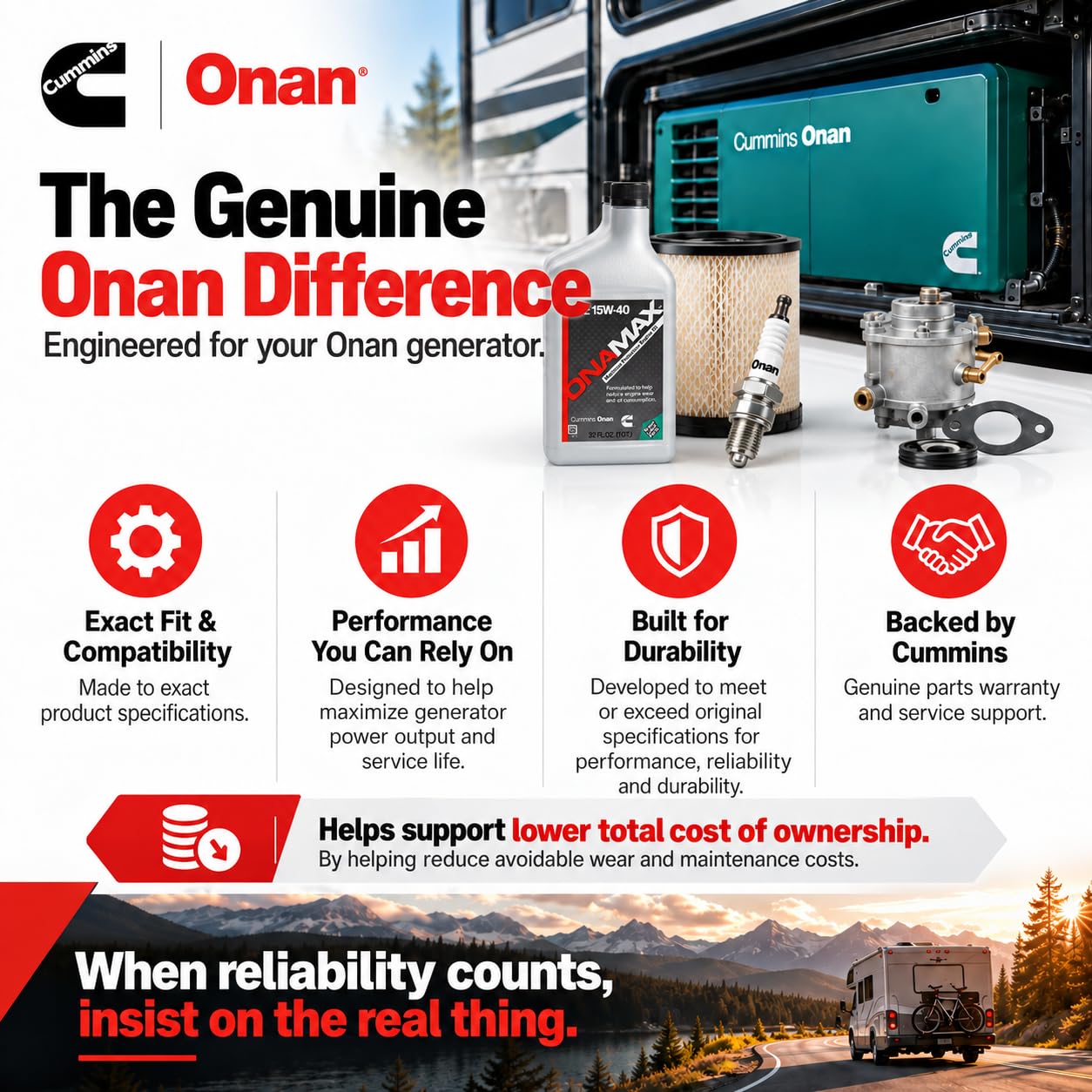 Genuine Onan OnaMax 15W-40 engine oil 32 oz