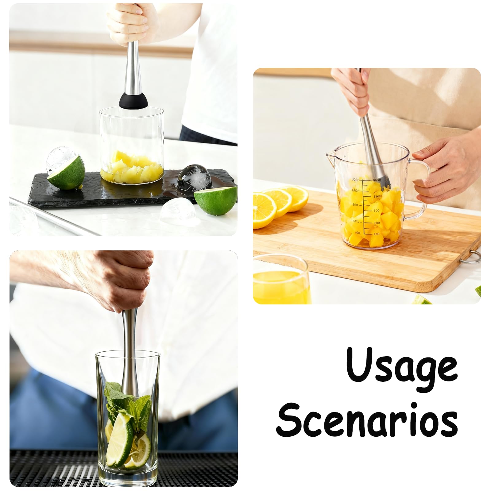 Versatile kitchen and bar tool for cocktails and juices
