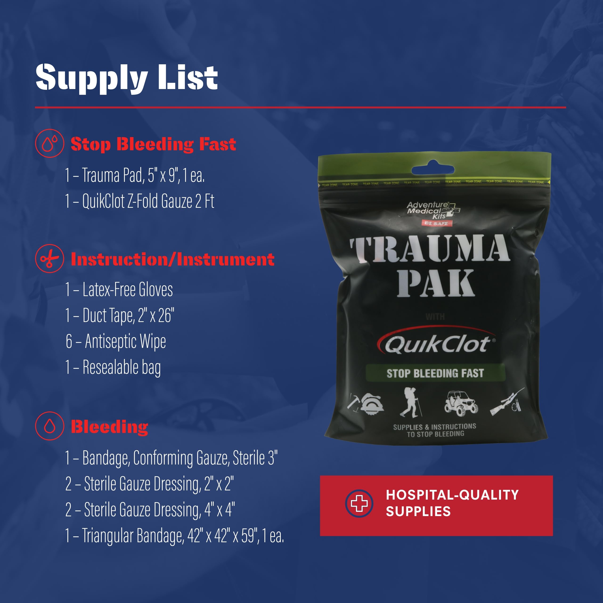 One size Trauma Pak first aid kit from Adventure Medical Kits